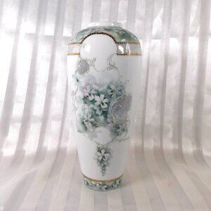 Unmarked Hand Painted  and Signed White Vase  # 26152